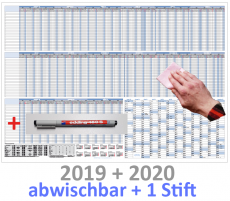 XXL Urlaubsplaner 2019 + 2020 mit Stift bis 25 Personen