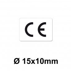 CE Zeichen 15 x 10 mm weiss