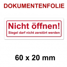 Sicherheitssiegel Dokumentenfolie NICHT ÖFFNEN