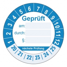 Geprüft + nächste Prüfung Ø 30mm - blau